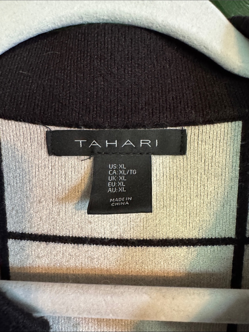 Tahari Black and White Windowpane Open-Front Coatigan - Picture 2 of 6